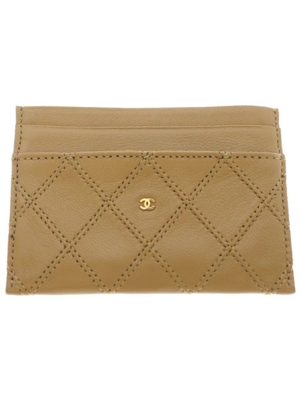 Chanel Bicolor Card Case Brown Leather